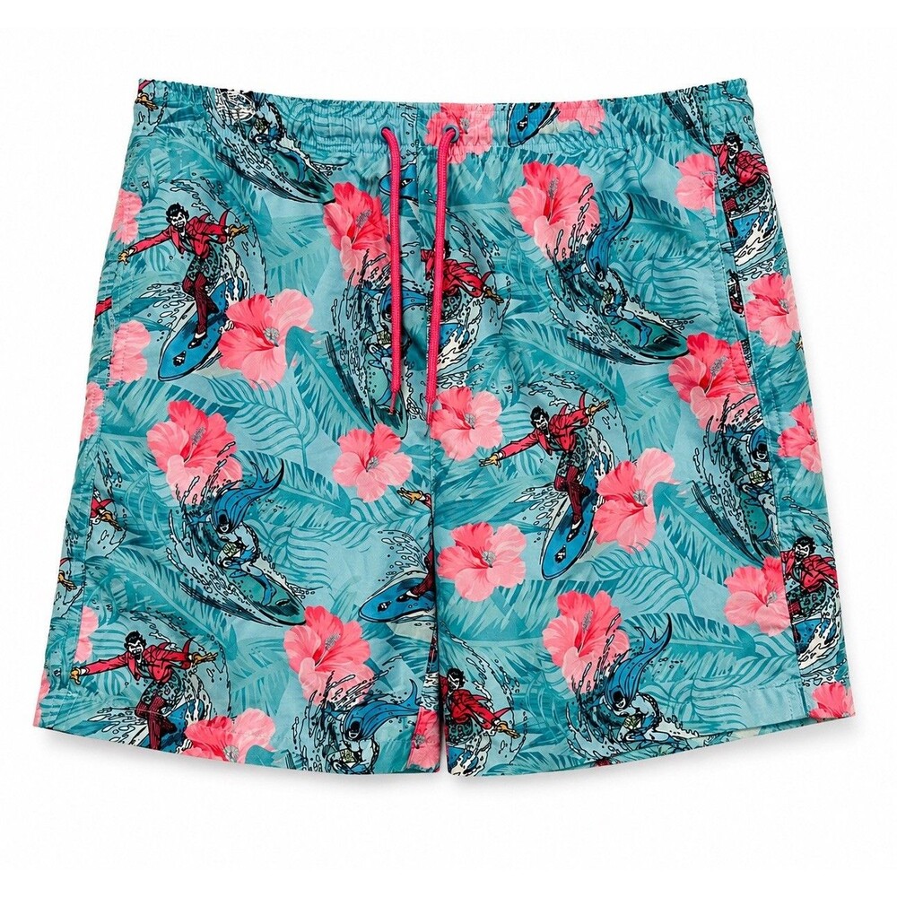 Batman & Joker Summer Surfing Waves Surf Swim Trunks Shorts M Retro Fun Print